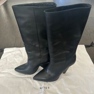 Like New Reiss Jax Leather Calf Length Boots - Black